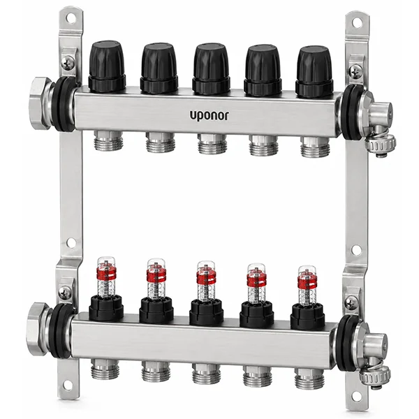 Коллекторная группа Uponor Vario S FM Ø 1"×3/4" EK - 9 контуров (с расходомерами)